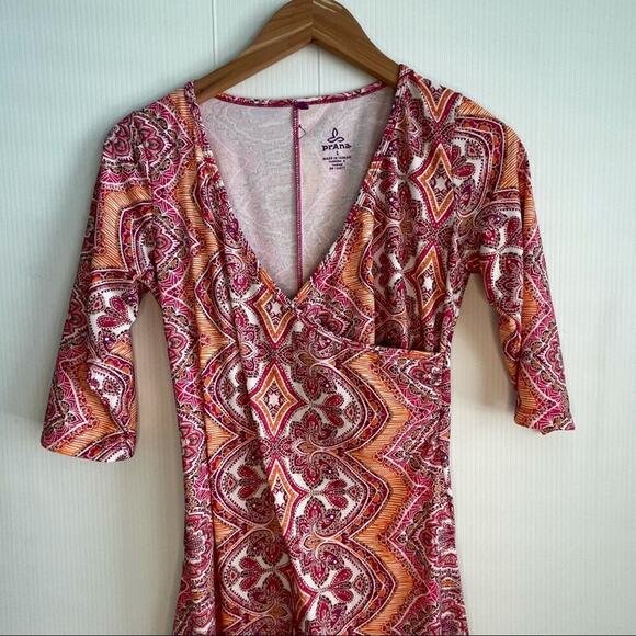 Prana faux wrap 3/4 length sleeve dress - Picture 4 of 9